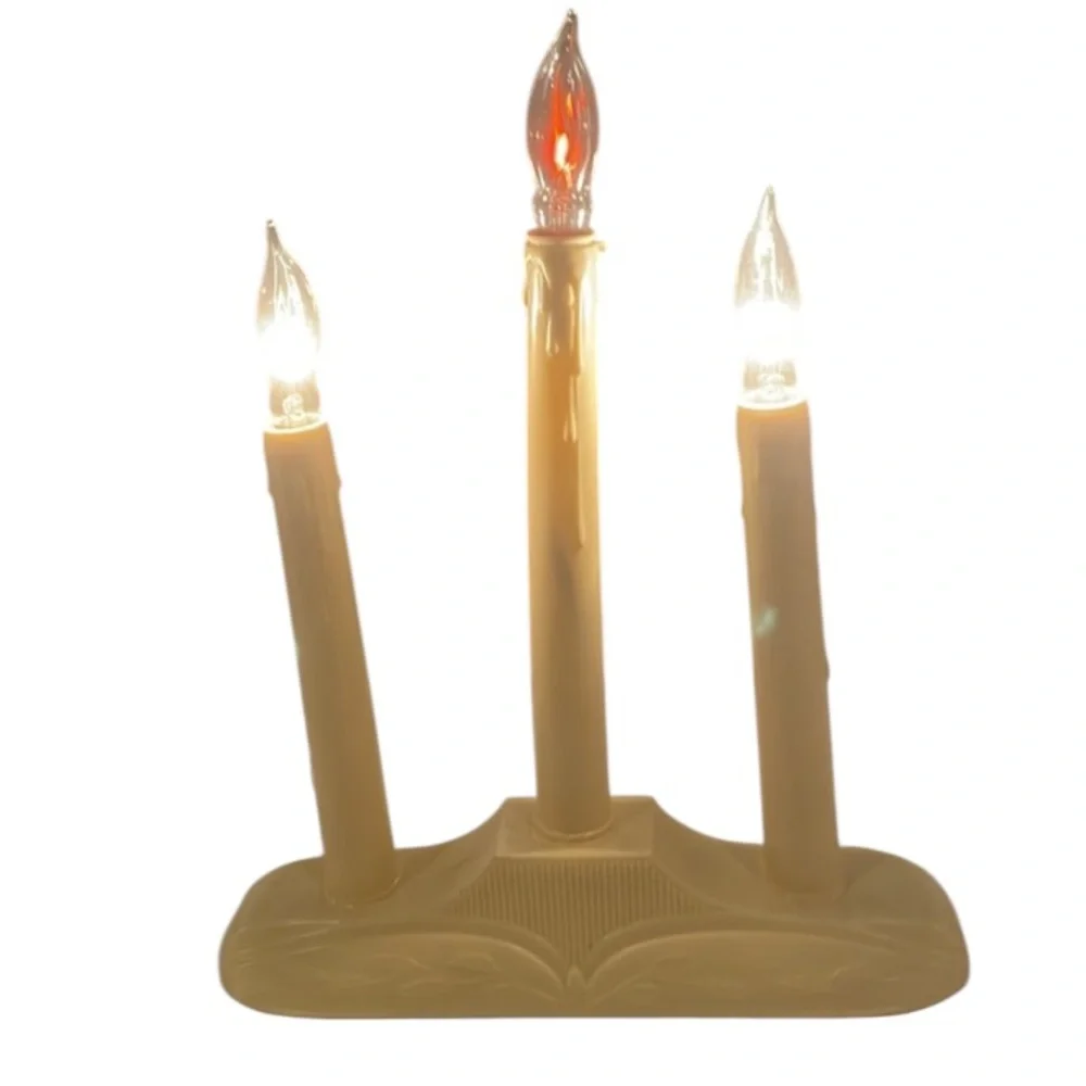 Bundle 5 vintage lights Christmas triple candle Molded plastic window bulb …